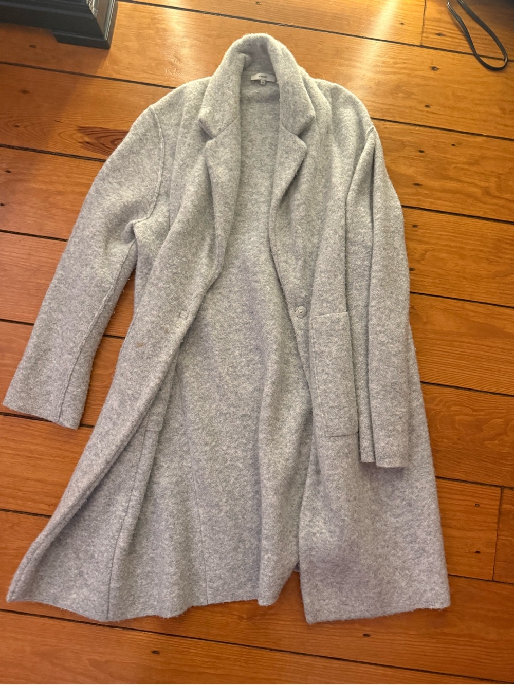 Vince Light Gray Merino Wool Blend Coat - Medium